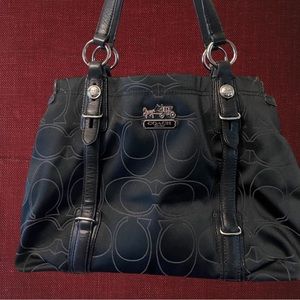 Coach Tote Carryall Mia Signature Satin Black Canvas Shoulder Bag